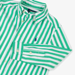Ralph Lauren-Boys Cotton Shirt in Striped Green | Childrensalon Outlet