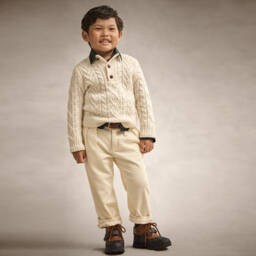 Ralph Lauren-Кремовый шерстяной и кашемировый свитер для мальчиков | Childrensalon Outlet