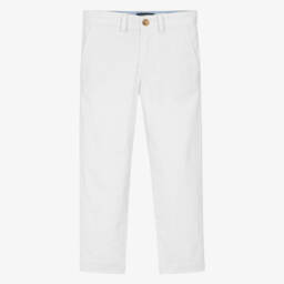 Ralph Lauren-بنطلون أبيض ناصع ضيق للأولاد | Childrensalon Outlet