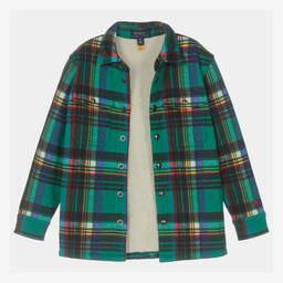 Polo Ralph Lauren-Boys Green Checked Shacket | Childrensalon Outlet