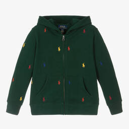 Ralph Lauren-توب بسحّاب قطن جيرسي لون أخضر للأولاد | Childrensalon Outlet