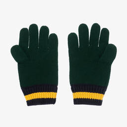 Ralph Lauren-قفّازات بطبعة بير قطن محبوك لون أخضر للأولاد | Childrensalon Outlet