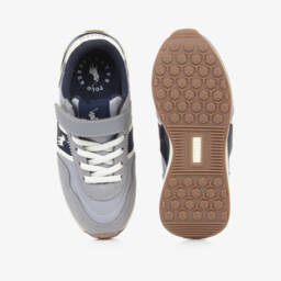 رالف لورين-حذاء رياضي جلد صناعي وكانفاس لون رمادي للأولاد | Childrensalon Outlet