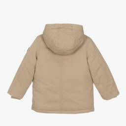 Ralph Lauren-Boys Hooded Beige Down Coat | Childrensalon Outlet
