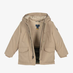 Ralph Lauren-Boys Hooded Beige Down Coat | Childrensalon Outlet