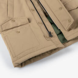 Ralph Lauren-Boys Hooded Beige Down Coat | Childrensalon Outlet