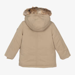 Ralph Lauren-Boys Hooded Beige Down Coat | Childrensalon Outlet