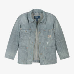 Ralph Lauren-Boys Indigo Striped Denim Jacket | Childrensalon Outlet