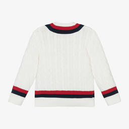 Ralph Lauren-Boys Ivory Cotton Cable Knit Sweater | Childrensalon Outlet