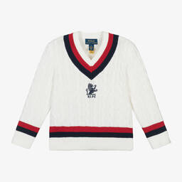 Ralph Lauren-Boys Ivory Cotton Cable Knit Sweater | Childrensalon Outlet