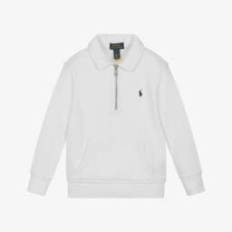 Ralph Lauren-Boys Ivory Cotton Zip Pullover | Childrensalon Outlet
