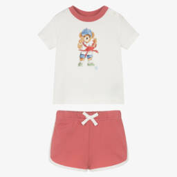 رالف لورين-طقم شورت جيرسي عاجي وأحمر للأولاد | Childrensalon Outlet