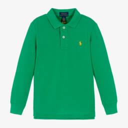 Ralph Lauren-Boys Long-Sleeve Green Polo | Childrensalon Outlet