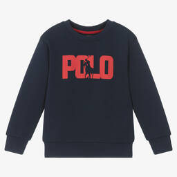 Ralph Lauren-Boys Navy Blue Cotton Jersey Sweatshirt | Childrensalon Outlet