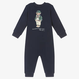 Ralph Lauren-أفرول رومبر بطبعة الدب قطن جيرسي لون كحلي للمواليد | Childrensalon Outlet