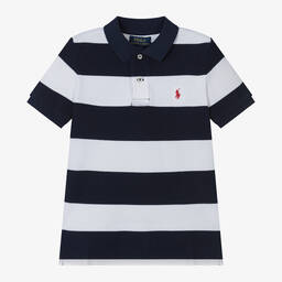 Ralph Lauren-Рубашка поло из хлопка в синюю полоску для мальчиков | Childrensalon Outlet