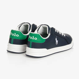 Polo Ralph Lauren-Boys Navy Blue Lace-Up Logo Trainers | Childrensalon Outlet
