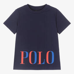 Polo Ralph Lauren-Boys Navy Blue Logo Cotton T-Shirt | Childrensalon Outlet