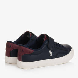 Polo Ralph Lauren-Boys Navy Blue & Red Velcro Trainers | Childrensalon Outlet