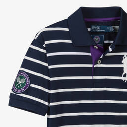 Polo Ralph Lauren-Boys Navy Blue & White Wimbledon Polo Shirt | Childrensalon Outlet