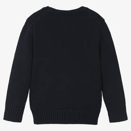 Ralph Lauren-Boys Navy Blue & Yellow Cotton Sweater | Childrensalon Outlet