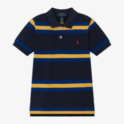 Ralph Lauren-Boys Navy Striped Cotton Polo | Childrensalon Outlet