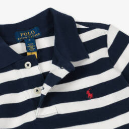 Ralph Lauren-بولو قطن أزرق داكن وأبيض للأولاد | Childrensalon Outlet