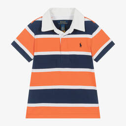 Ralph Lauren-Boys Orange Stripe Cotton Rugby Shirt | Childrensalon Outlet