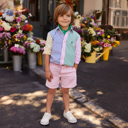 Ralph Lauren-Boys Pink Linen & Cotton Shorts | Childrensalon Outlet
