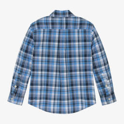 Ralph Lauren-Boys Plaid Cotton Shirt in Blue | Childrensalon Outlet