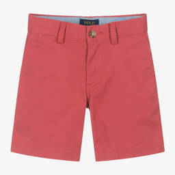 Ralph Lauren-Boys Red Cotton Chino Shorts | Childrensalon Outlet