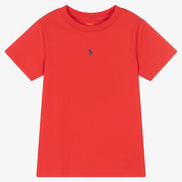 Polo Ralph Lauren-Boys Red Cotton Logo T-Shirt | Childrensalon Outlet
