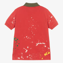 Ralph Lauren-Boys Red Cotton Paint Splatter Polo Shirt | Childrensalon Outlet