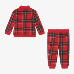 Ralph Lauren-Boys Red Tartan Cotton Tracksuit | Childrensalon Outlet