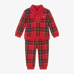 Ralph Lauren-Boys Red Tartan Cotton Tracksuit | Childrensalon Outlet