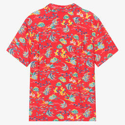 Ralph Lauren-Boys Red Viscose Ocean Shirt | Childrensalon Outlet