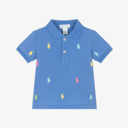 Ralph Lauren-بولو قطني ناعم أزرق للأولاد | Childrensalon Outlet