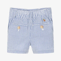 Ralph Lauren-Boys Soft Blue Seersucker Shorts | Childrensalon Outlet