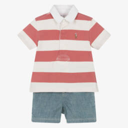 Ralph Lauren-طقم أولاد مخطط للرجبي وشامبراي | Childrensalon Outlet