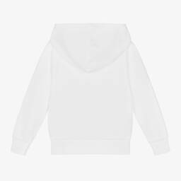 Ralph Lauren-توب هودي قطن جيرسي مطرز لون أبيض للأولاد | Childrensalon Outlet