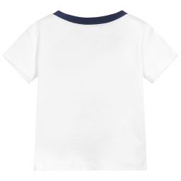 Ralph Lauren-تي شيرت "تيدي" قطن مطرز لون ابيض | Childrensalon Outlet