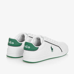 Ralph Lauren-Boys White Faux Leather Lace-Up Trainers | Childrensalon Outlet