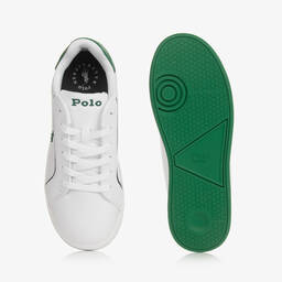 Ralph Lauren-Boys White Faux Leather Lace-Up Trainers | Childrensalon Outlet