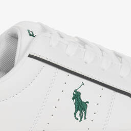 Ralph Lauren-Boys White Faux Leather Lace-Up Trainers | Childrensalon Outlet