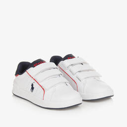 Ralph Lauren-Boys White Faux Leather Velcro Trainers | Childrensalon Outlet