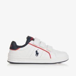 Ralph Lauren-Boys White Faux Leather Velcro Trainers | Childrensalon Outlet