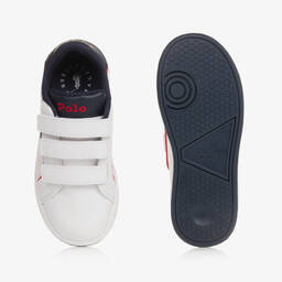 Ralph Lauren-Boys White Faux Leather Velcro Trainers | Childrensalon Outlet