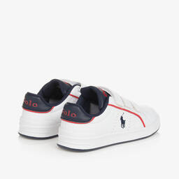 Ralph Lauren-Boys White Faux Leather Velcro Trainers | Childrensalon Outlet