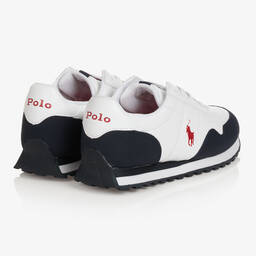 Polo Ralph Lauren-Boys White Lace-Up Logo Trainers | Childrensalon Outlet