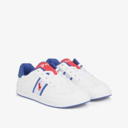 Ralph Lauren-Boys White Logo Lace-Up Sneakers | Childrensalon Outlet